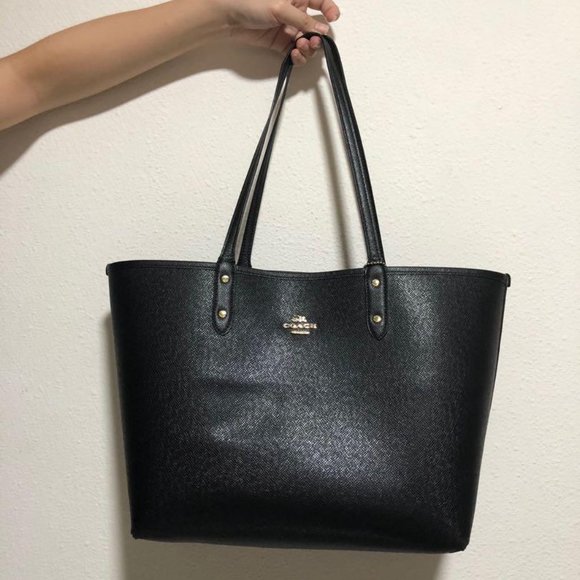 Coach City Tote In Signature Canvas and Black Reversible With Pouch - Picture 2 of 3